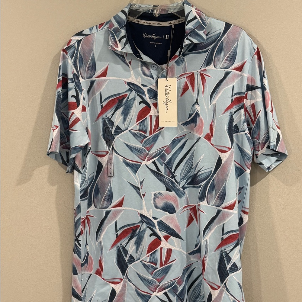 Walter Hagen Shirt Mens S Blue Clubhouse Airbrush Performance Golf Polo New $70